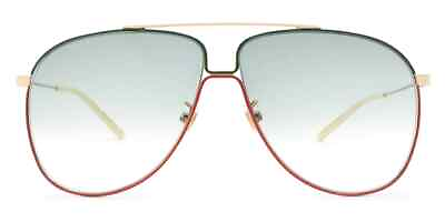 #ad Gucci S1402 Unisex Green Red Gold Gradient Aviator Sunglasses 63 mm $471.50