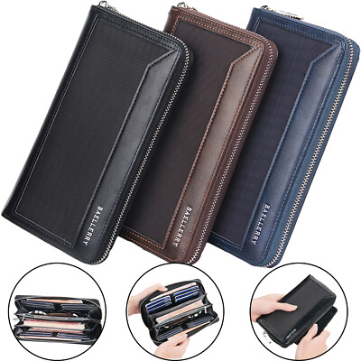 #ad Fashion Leather Wallet Long Clutch Card Holder Purse Large Capacity Handbag Men $5.89