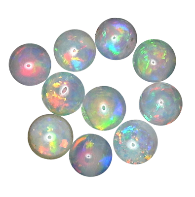#ad Natural Fine White Opal Melee Round Cabochon Australia AAA Grade $10.80