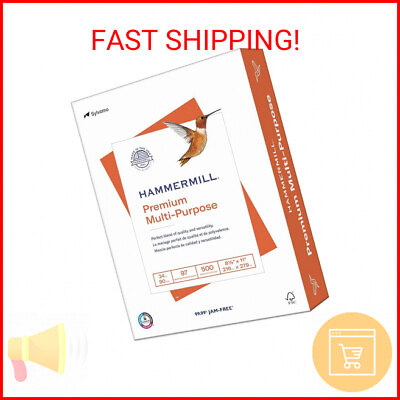 #ad Hammermill Printer Paper Premium Multipurpose Paper 24 lb 8.5 x 11 1 Ream 5 $15.30