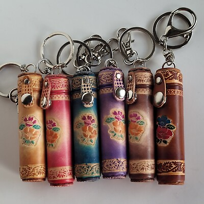 #ad Toothpick Holder Key Chain Leather Handmade Pill Joint Stash Chapstick Case $12.25