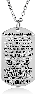 #ad Granddaughter Necklace Love Granddaughter Dog Tag Believe Inspirational Gifts fr $14.98