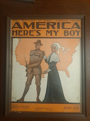 #ad Circa1919sheet Music Art Owned By Theresa Brewer. AMERICA HERE#x27;S MY BOY. $250.00