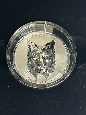 #ad 2020 Lynx Multifaceted Animal Head $25 Canada Fine Silver Coin Royal Mint COA C $500.00