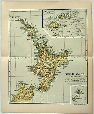 #ad New Zealand North Island Original 1910 Map by Dodd Mead amp; Company. Antique $18.00