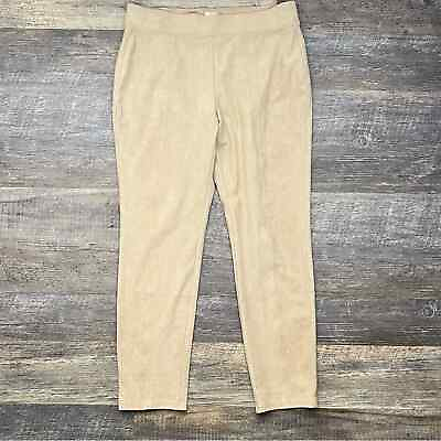 #ad Chico#x27;s Zenergy 1 tan faux suede leather casual legging pants size 8 B186 $25.00