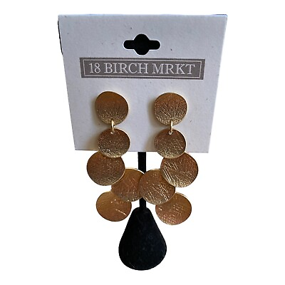 #ad 18 Birch Mrkt 2 1 2” Gold Tone Dangle Drop Earrings NWT $8.56