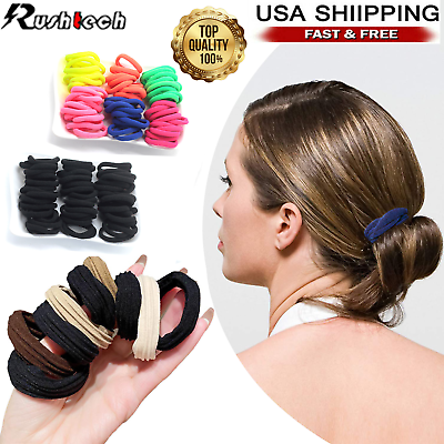 #ad Men Women Hair Ties Soft Seamless Hair Bands Fr Thick Thin Hair Ponytail Holders $5.91