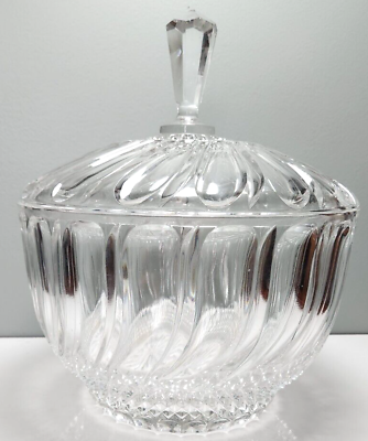#ad Antique Crystal Glass Punch Bowl With Lid $45.00
