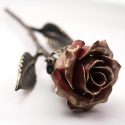 #ad Handcrafted Metal Rose Romantic Anniversary Flower Red $35.99