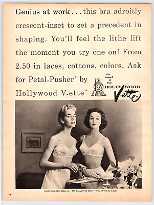 #ad 1957 WOMEN HOLLYWOOD V ETT BRA Vintage 8quot;X10.75quot; Magazine Ad 1950#x27;s M487 $5.00