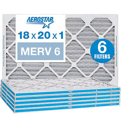 #ad Aerostar 18x20x1 MERV 6 Pleated Air Filter AC Furnace Air Filter 12 Pack $58.96