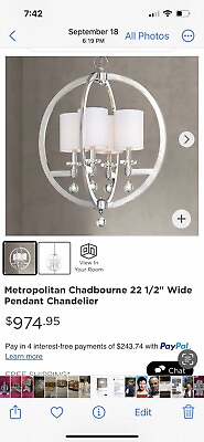 #ad Chandelier Metropolitan N6840 4 Light 30quot;H Large Pendant Nickel Chandelier $390.00