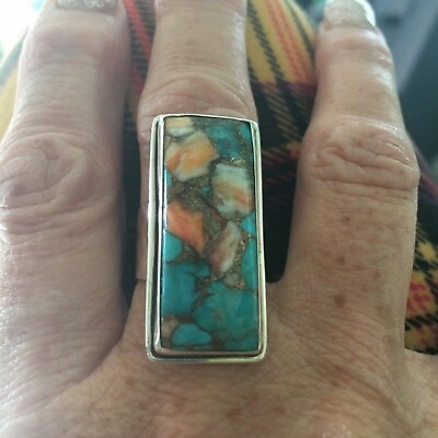 #ad Oyster Turquoise Gemstone 925 Sterling Silver Ring Valentine Day EM 218 $14.20
