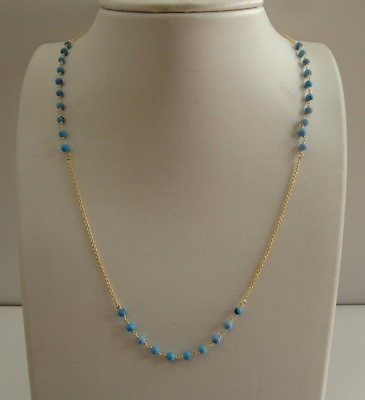 #ad TURQUOISE BEAD NECKLACE W TURQUOISE GEMSTONES 925 STERLING SILVER 18#x27;#x27; LONG $21.50