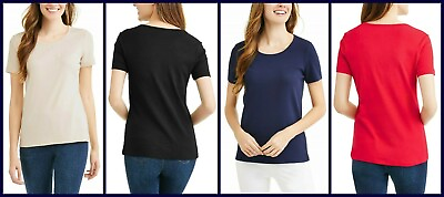 #ad 2X Time and Tru Scoop Neck Tee Relaxed Fit Women#x27;s Size 20 Regular 4 Colors $12.99
