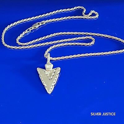 #ad Vintage 925 Sterling Diamond Cut Arrowhead and 20quot; 1 mm Rope Chain 11.3 grams $35.00