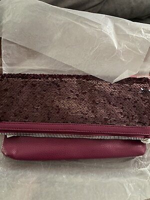 #ad Thirty one FOREVER FOLD OVER CLUTCH in Crushed berry pebble NWT $14.99