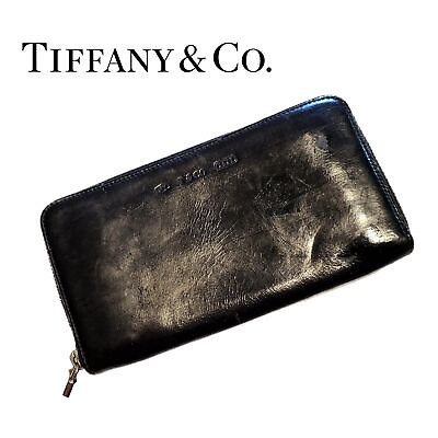 #ad #ad Tiffany amp; Co Black Leather Zippy Long Continental Wallet w Lock Accent $126.00