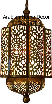 #ad Unique Handcrafted Moroccan Brass Hanging Lamp Lantern Ceiling Light Fixture $336.69