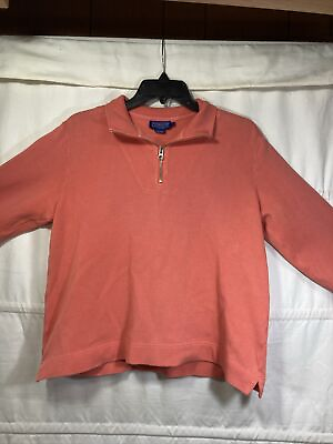 #ad Pendleton Womens Peach Color 1 4 Zip Long Sleeve 100% Cotton Sweater Sz Medium $35.00