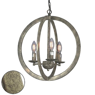 16quot; Industrial Globe Vintage Chandelier Ceiling Light Fixture Bronze 3 Bulbs $49.99