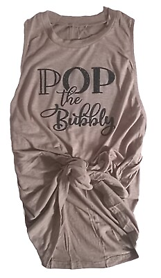 #ad Womens New Years Eve Gold High Neck Shirt Black Glitter Pop The Bubbly Design XL $18.50