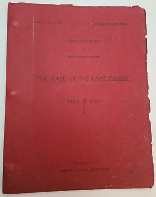 #ad PERRY MASON 1959 TV Script Ray Collins quot;The Case of the Lame Canaryquot; $325.50