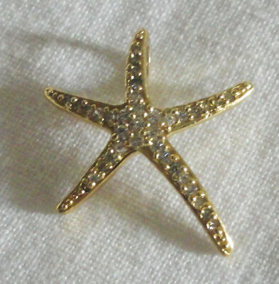 #ad Sterling Silver .925 Gold Wash Cubic Zirconia Cluster Sea Star Starfish Pendant $22.90