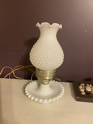 #ad Set Of Vintage White Bubble Glass Lamps $40.00