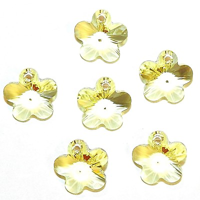#ad SCYX239 Jonquil Yellow 14mm Faceted Flower Drop Swarovski Crystal Beads 12pc $23.75