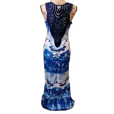 #ad Venus Maxi Tank Dress Womens Long. Size Small. Multi color Blue White $22.00