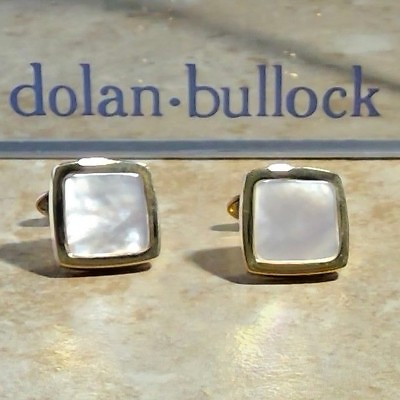 #ad Dolan BULLOCK DRESS BLACK 14K yellow Gold alabaster CUFFLINKS $1300 $699.99