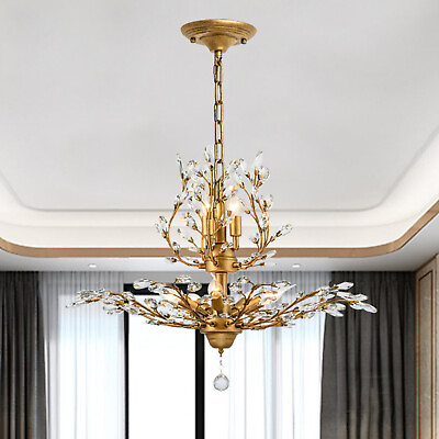 #ad Vintage Pendant Lighting Gold Crystal Chandelier Fixtures for Restaurant Hallway $196.99