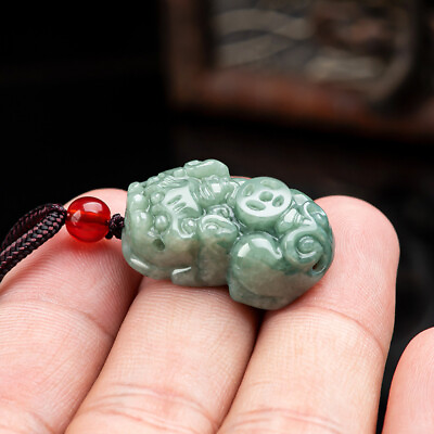 #ad Burmese Jadeite Pixiu Pendant Natural Jewelry Vintage Necklace Jade Green $5.99