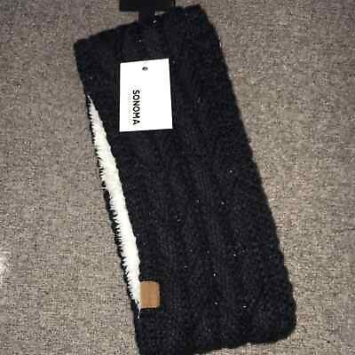 #ad Sonoma Supercozy Black Headwrap for Cold Weather Faux Fur NWT One Size $9.00