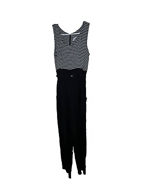 #ad 80s Jumpsuit Black Grey Statement Style Small 4 Made USA Spring Retro One Piece $17.50