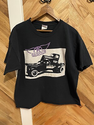 #ad Aerosmith Pump 2008 Rock Band Tee Mens Large Vintage Shirt Black 90s 80s Cropped $15.00