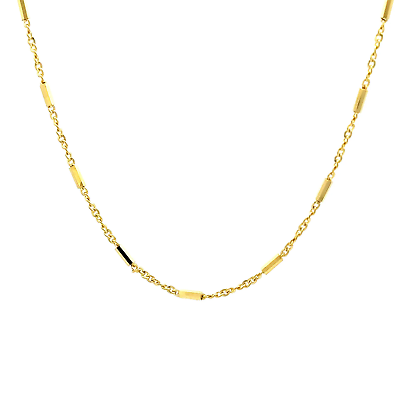 #ad 14k Gold Chain Solid Necklace Cable Fancy with a Bar 16quot; 18quot; 20quot; Fine Fancy $326.90