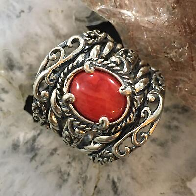 #ad Carolyn Pollack Southwestern Style Sterling Red Jasper Decorated Ring Size 10 $105.00
