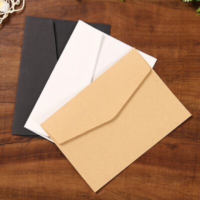 #ad 24 Pcs Envelopes Kraft Paper Retro Colored Gift Postcard Vellum Blank $11.78