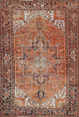 #ad Orange Vintage Vegetable Dye Heriz Traditional Area Rug 6x9 Handmade Wool Carpet $1447.74