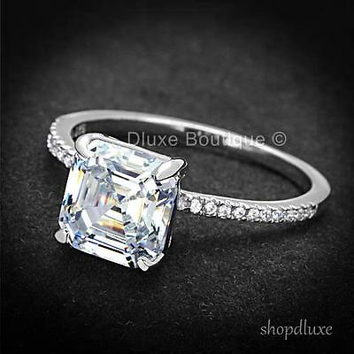#ad 3.25 CT ASSCHER CUT AAA CZ 925 STERLING SILVER ENGAGEMENT RING WOMEN#x27;S SIZE 5 10 $18.99
