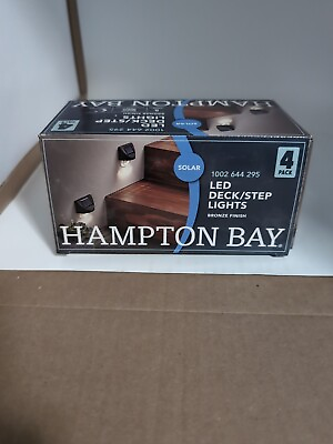 #ad Hampton Bay 8 Lumens Bronze LED 3000K Outdoor Solar Step Light 4 Pack $19.47