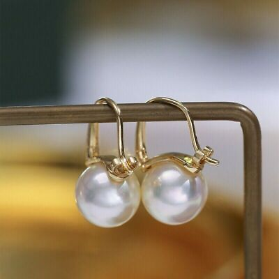 #ad Gorgeous AAAAA Japanese Akoya Round 9 10mm White Pearl Earring 925s $48.00