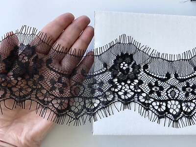 #ad 3 Yards Black Eyelash French Mesh Lace Trim for Sewing Crafts Bridal 3quot; Wide $9.95