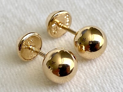 #ad 18k solid real gold earrings: ball earrings • screw back $120.00