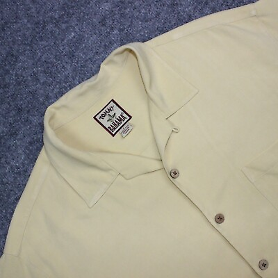 #ad Tommy Bahama Silk Camp Shirt Men#x27;s Large Yellow Hawaiian $14.00
