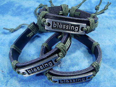 #ad One Lot Of Three Handmade Hemp Genuine Leather Alloy blessing Bracelets $8.99