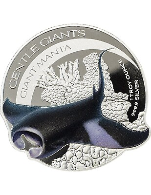 #ad 2023 1 oz Gentle Giants Manta Ray Solomon Islands Silver Coin $86.87